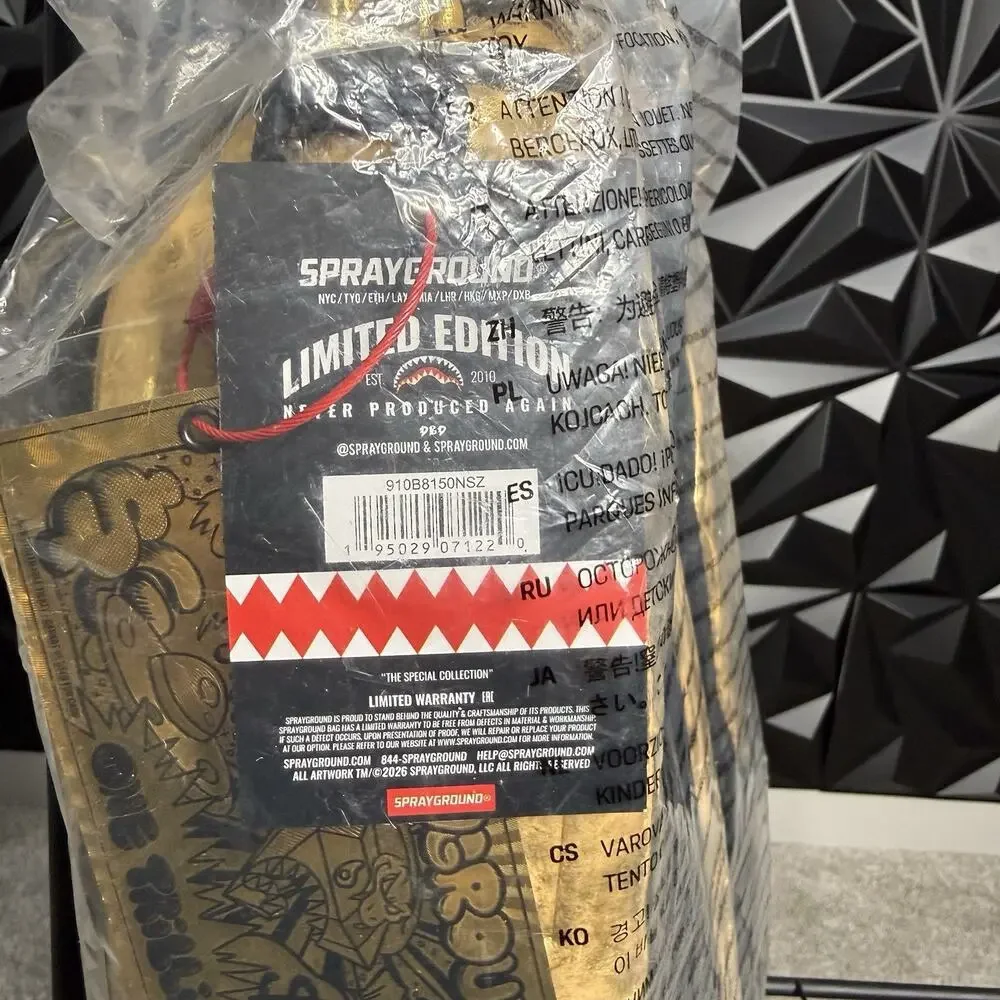 Spray Ground Gold Weathered Backpack